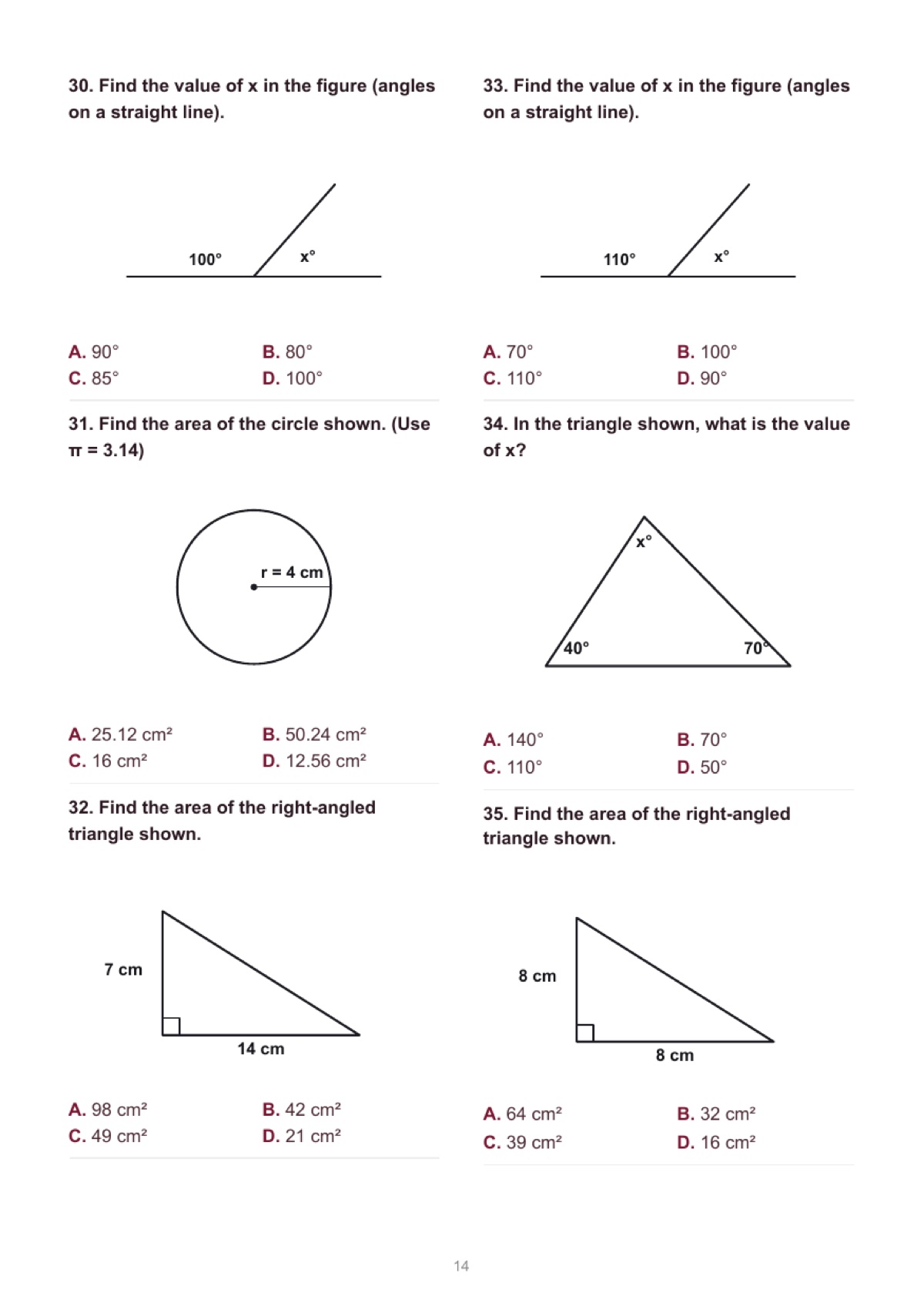 Generated geometry sample page from the grade 5 practice book